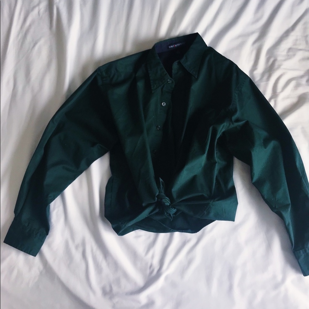 PORT AUTHORITY Dark Green Button Down Shirt